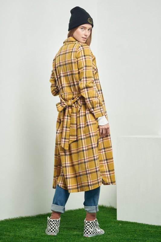 PLAID PRINT COLLAR LONG SHIRT DRESS - Shop Style & More | Fresh Looks, Everyday Deals & Free Shipping