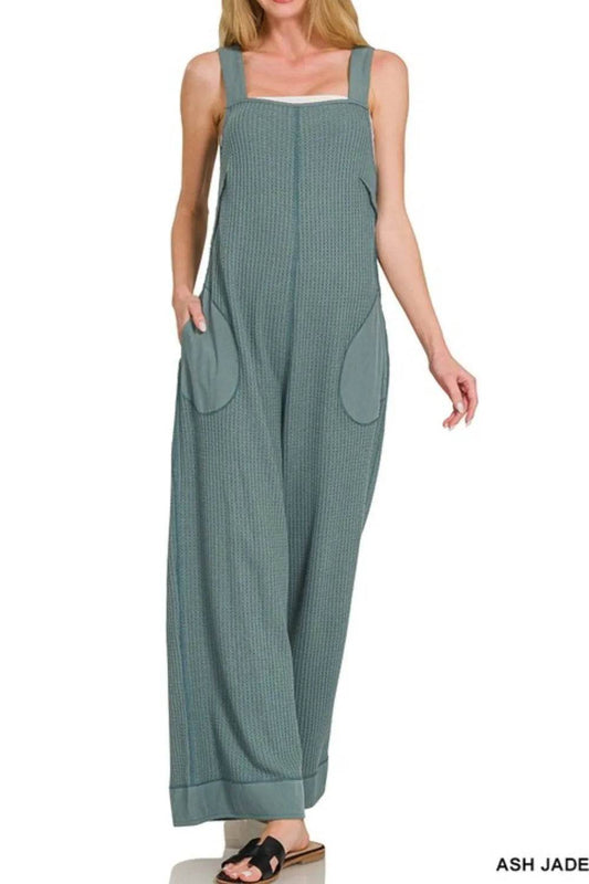 Zenana Knit Waffle Wide Leg Overalls - Shop Style & More | Fresh Looks, Everyday Deals & Free Shipping