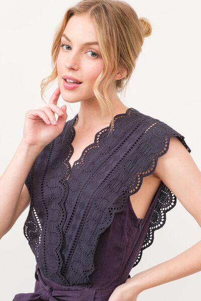 And The Why Laced Surplice Tie Waist Jumpsuit Jumpsuits