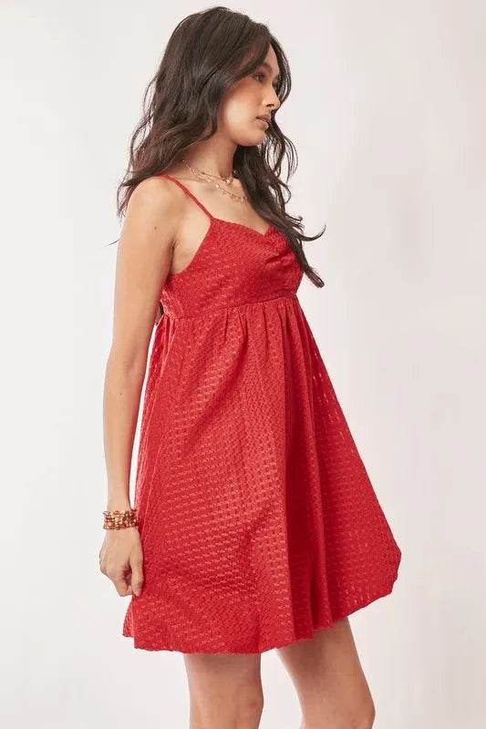 Davi & Dani Textured Sweetheart Neckline Bubble Hem Dress - Shop Style & More | Fresh Looks, Everyday Deals & Free Shipping