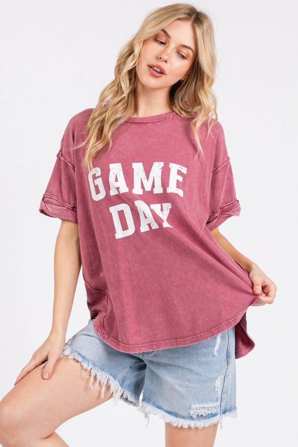 Mittoshop GAME DAY Round Neck Short Sleeve T-Shirt - Shop Style & More | Fresh Looks, Everyday Deals & Free Shipping