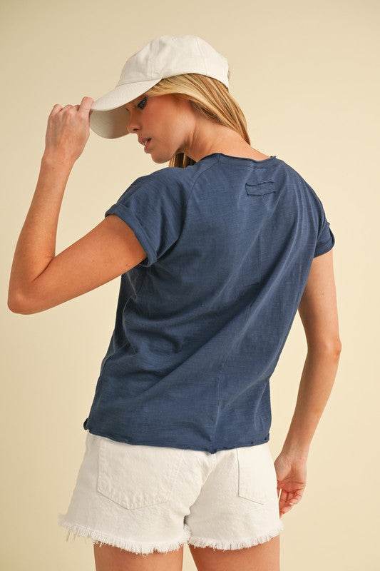 Aemi + Co Lettuce Edge Round Neck Short Sleeve T-Shirt - Shop Style & More | Fresh Looks, Everyday Deals & Free Shipping