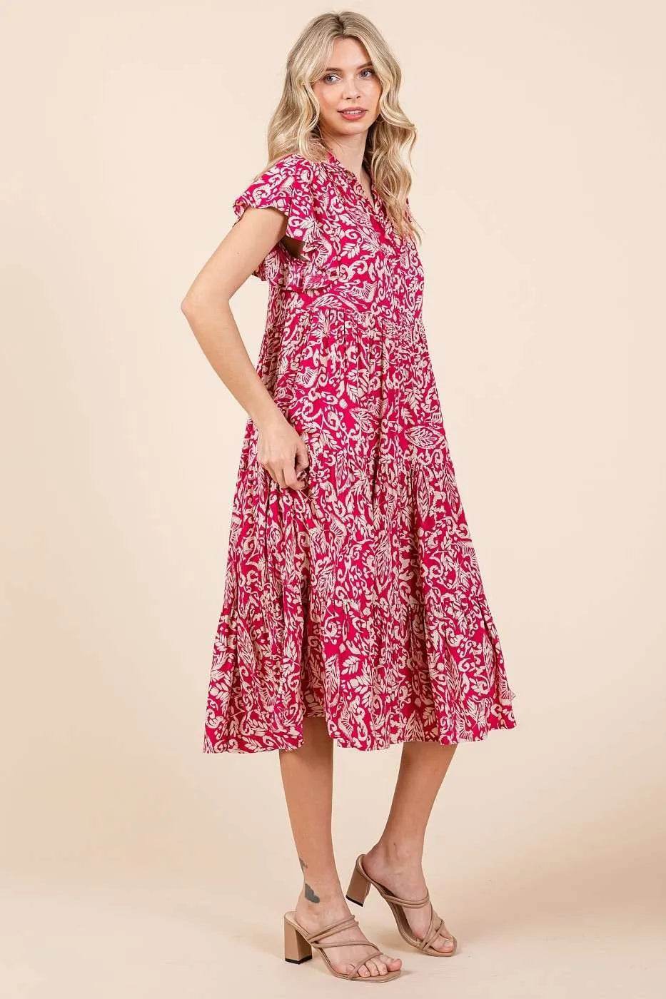 Mittoshop Abstract Print Ruffle Tier Midi Dress - Shop Style & More | Fresh Looks, Everyday Deals & Free Shipping