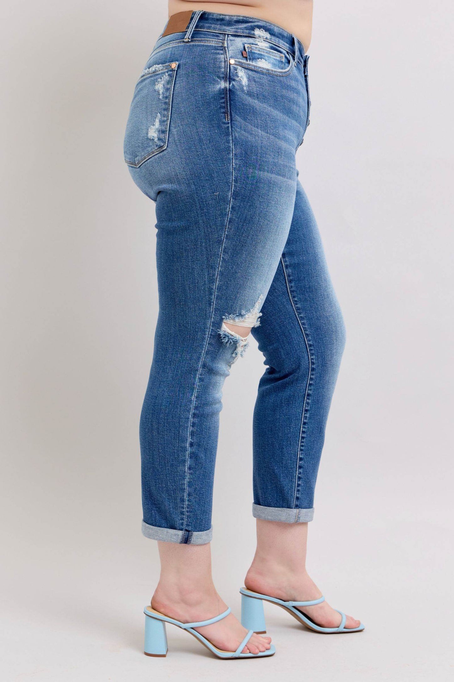 Judy Blue Full Size Button Fly Distressed Jeans with Pockets Plus Size - Shop Style & More | Fresh Looks, Everyday Deals & Free Shipping