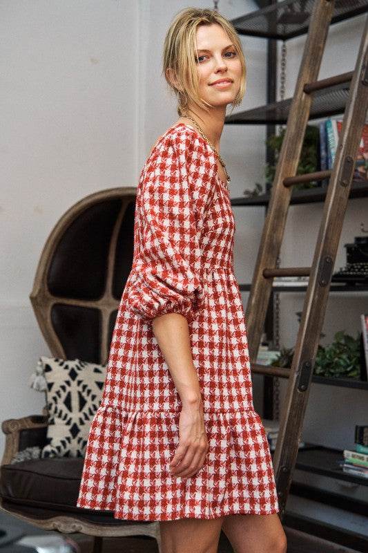 TWEED PUFF SLEEVE MINI DRESS JJD5023P - Shop Style & More | Fresh Looks, Everyday Deals & Free Shipping