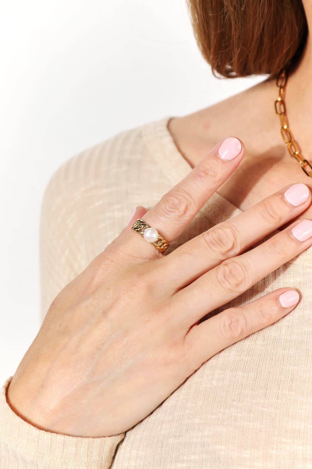Adored Pearl Stainless Steel Open Ring - Shop Style & More | Fresh Looks, Everyday Deals & Free Shipping