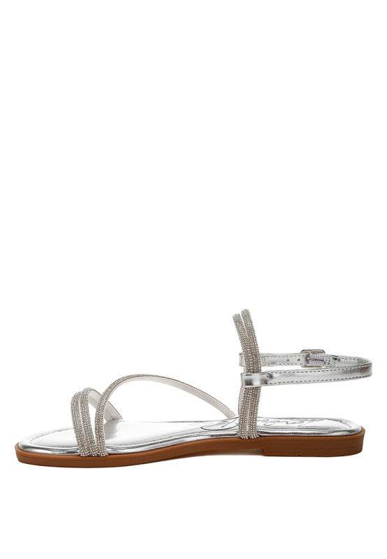 Bawley Rhinestone Strappy Flat Sandals - Shop Style & More | Fresh Looks, Everyday Deals & Free Shipping