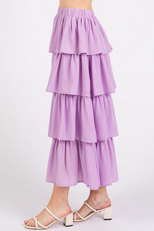 Mittoshop Chiffon Ruffle Layer Elastic Waist Midi Skirt - Shop Style & More | Fresh Looks, Everyday Deals & Free Shipping