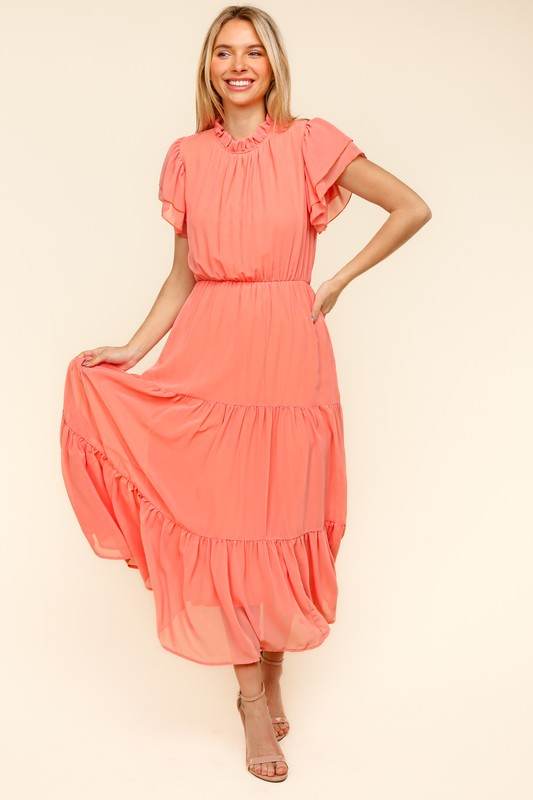 Haptics Full Size Tiered Frill Mock Neck Short Sleeve Dress - Shop Style & More | Fresh Looks, Everyday Deals & Free Shipping