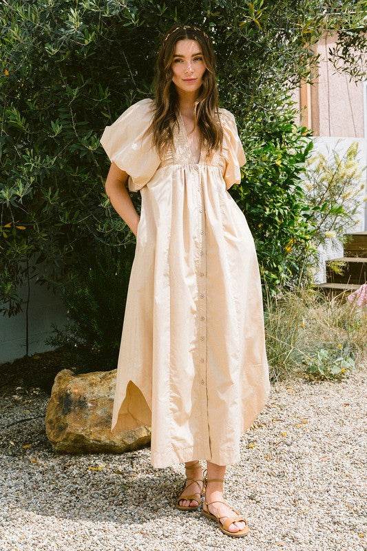 Annie Wear Smocked Puff Sleeve Midi Dress - Shop Style & More | Fresh Looks, Everyday Deals & Free Shipping