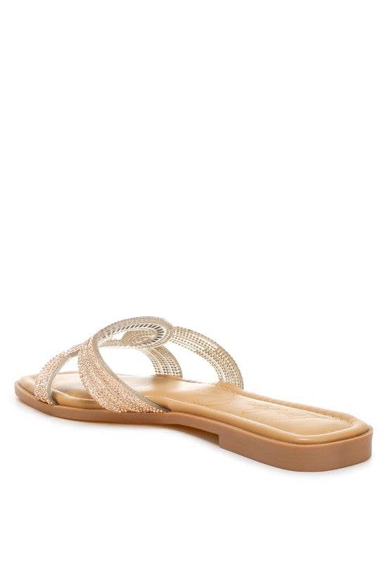 Minople Rhinestones Embellished Flat Sandals - Shop Style & More | Fresh Looks, Everyday Deals & Free Shipping