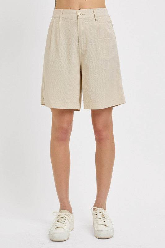 RISEN High Rise Pleated Front Shorts - Shop Style & More | Fresh Looks, Everyday Deals & Free Shipping