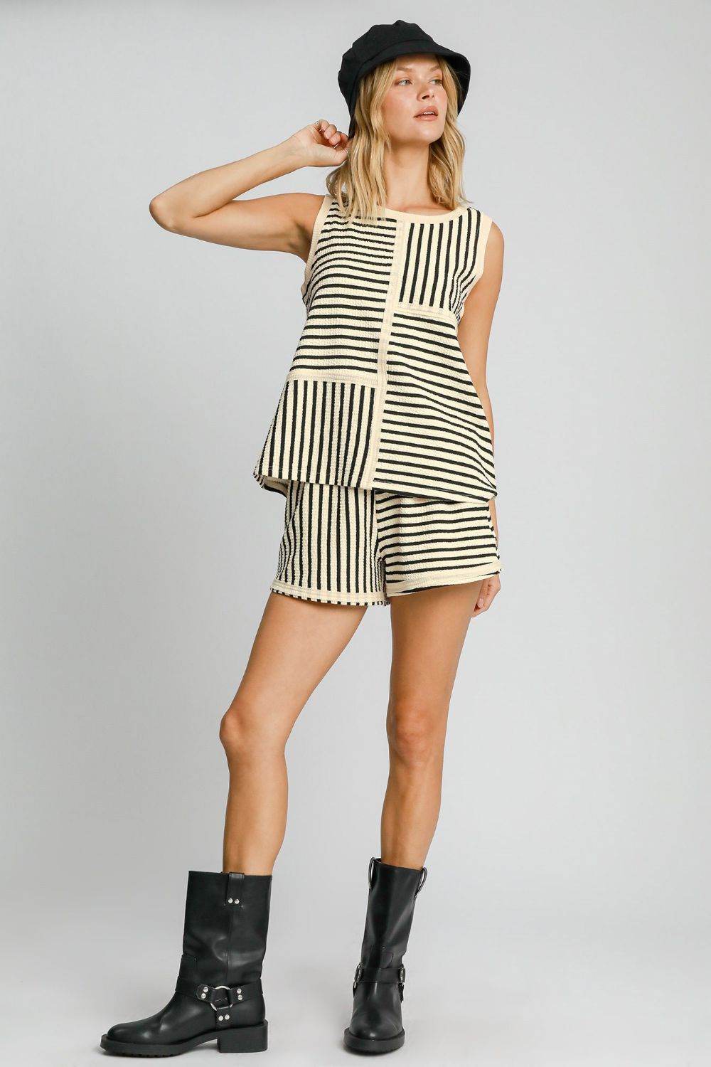 Umgee Round Neck Texture Striped Tank - Shop Style & More | Fresh Looks, Everyday Deals & Free Shipping