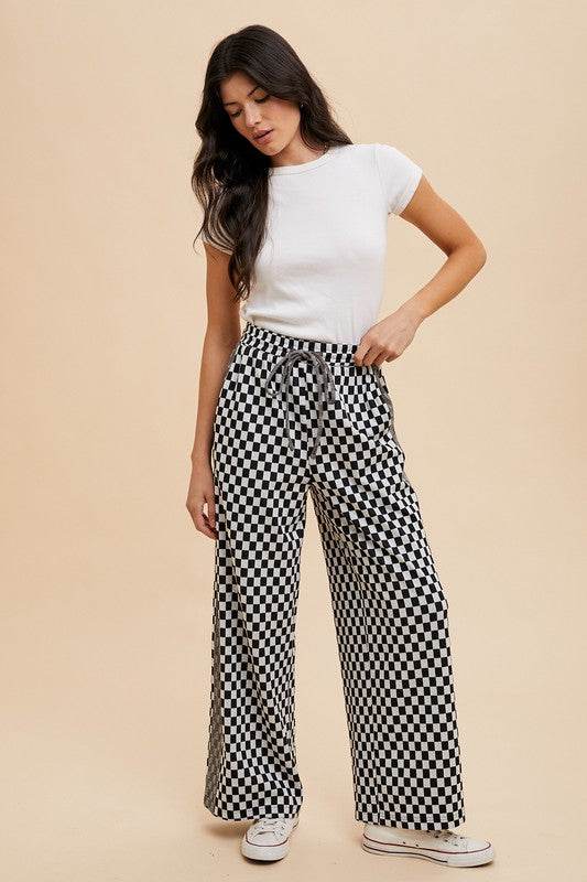 Annie Wear Drawstring Checkered Wide Leg Pants - Shop Style & More | Fresh Looks, Everyday Deals & Free Shipping