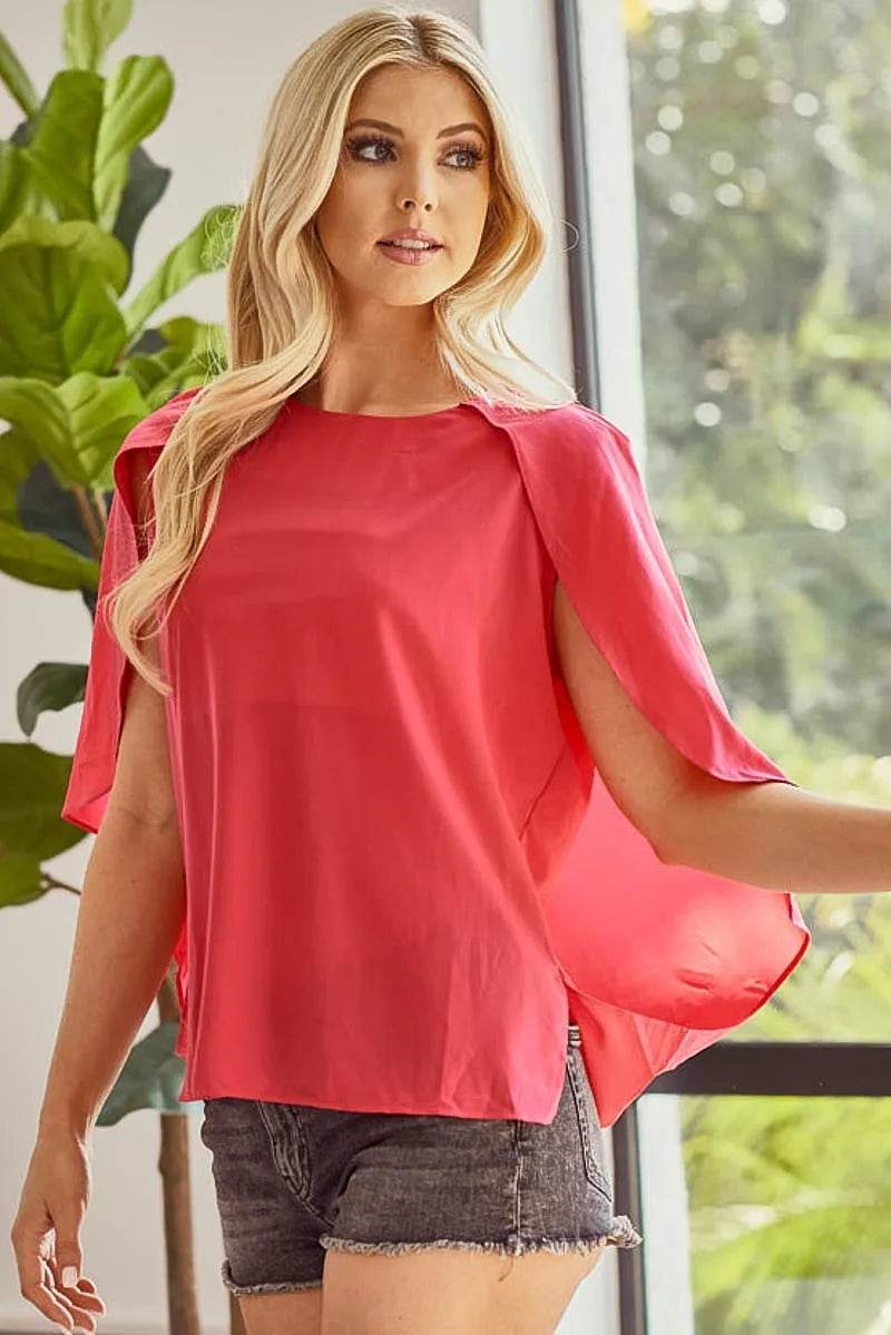 BiBi Woven Top With Fold Over Back Detail - Shop Style & More | Fresh Looks, Everyday Deals & Free Shipping