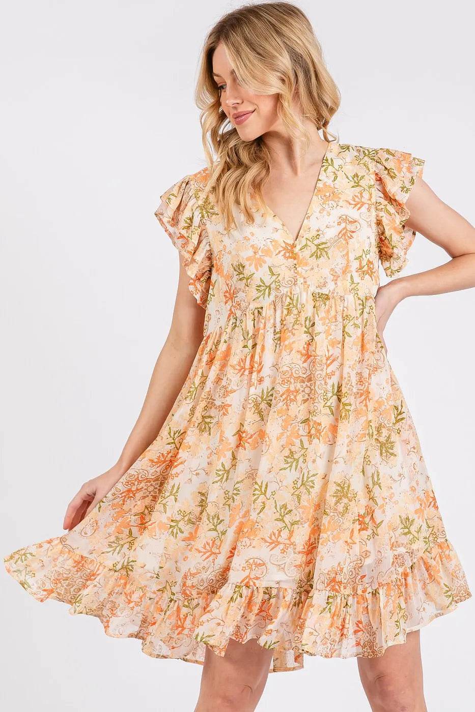 Mittoshop Floral Chiffon Ruffle Short Sleeve Mini Dress - Shop Style & More | Fresh Looks, Everyday Deals & Free Shipping