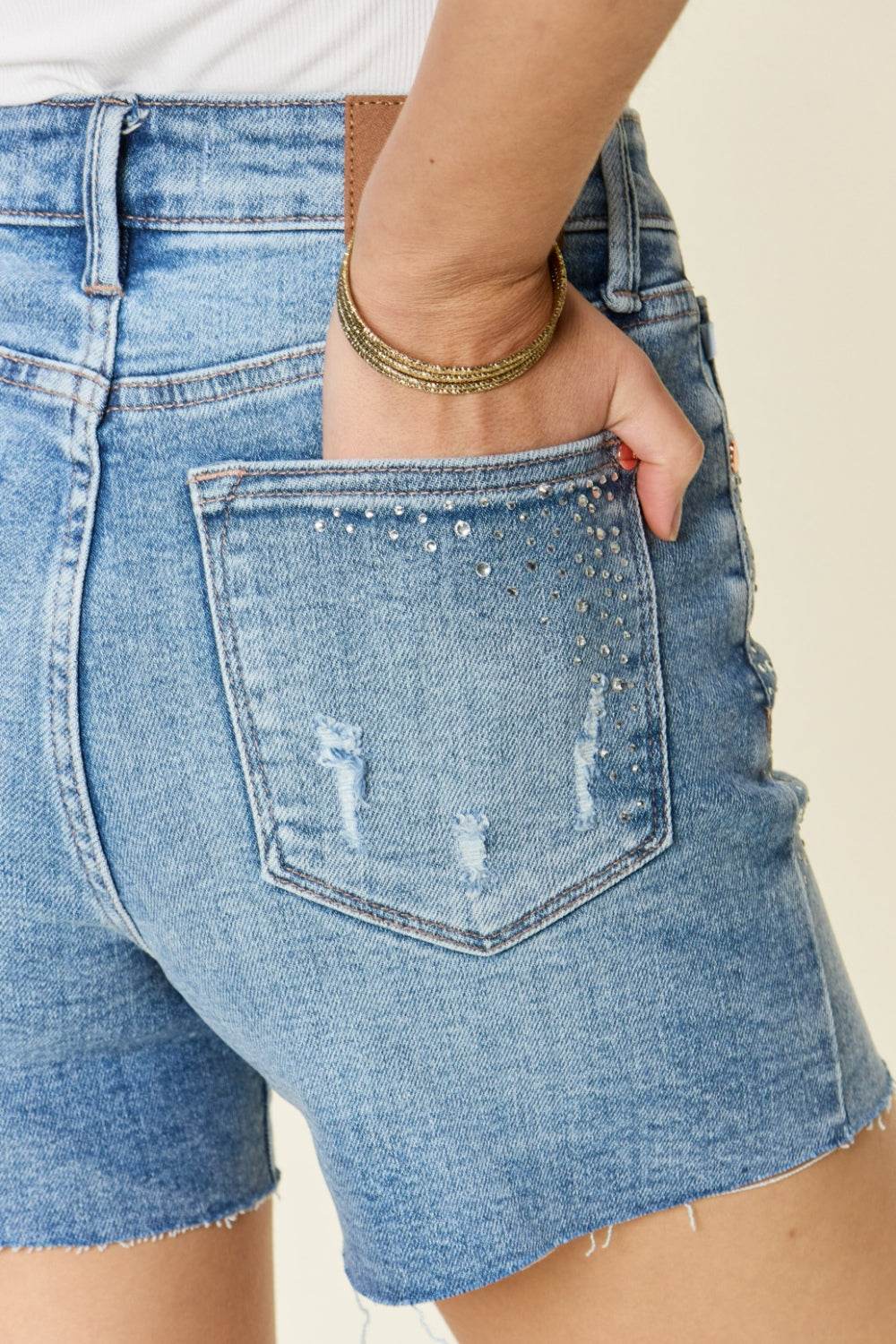 Judy Blue Full Size High Waist Rhinestone Decor Denim Shorts - Shop Style & More | Fresh Looks, Everyday Deals & Free Shipping