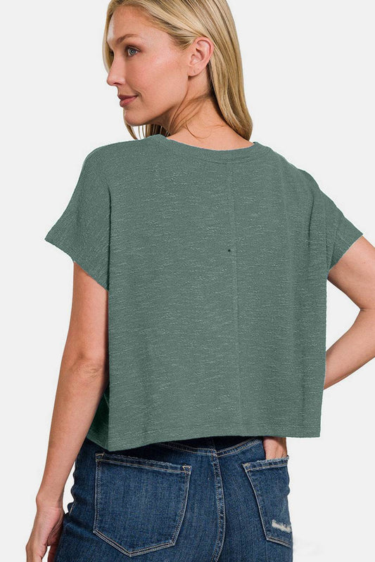 Zenana Round Neck Short Sleeve Crop T-Shirt - Shop Style & More | Fresh Looks, Everyday Deals & Free Shipping