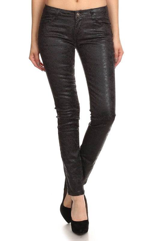 Low Rise Metallic Print Skinny jeans Pants - Shop Style & More | Fresh Looks, Everyday Deals & Free Shipping