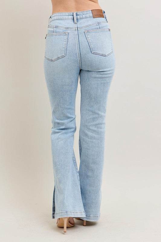 Judy Blue Full Size Tummy Control Vintage Wash Side Slit Slim Boot Jeans Plus Size - Shop Style & More | Fresh Looks, Everyday Deals & Free Shipping