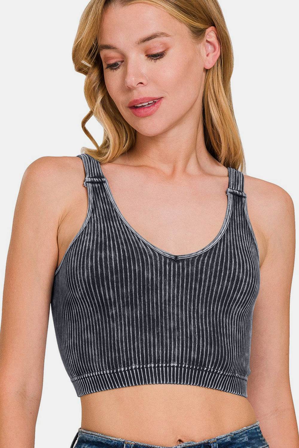 Zenana Washed Ribbed Cropped V-Neck Tank - Shop Style & More | Fresh Looks, Everyday Deals & Free Shipping