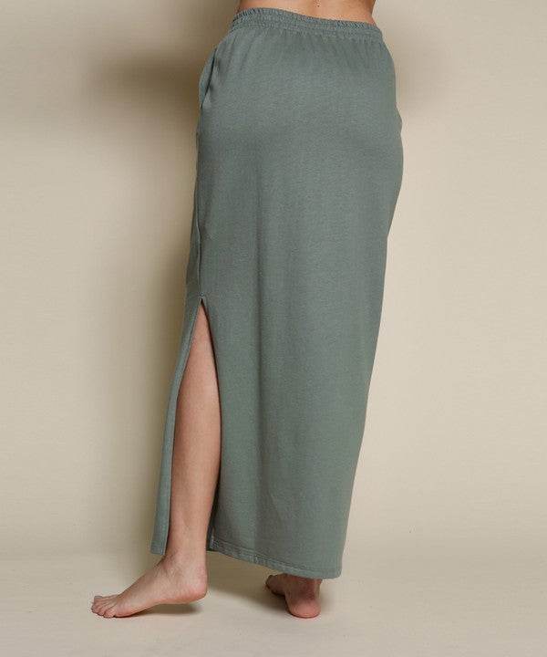 BRUSHED ORGANIC HEMP Side Slit Maxi Skirt - Shop Style & More | Fresh Looks, Everyday Deals & Free Shipping