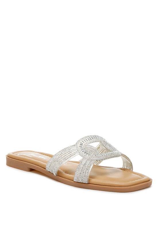 Minople Rhinestones Embellished Flat Sandals - Shop Style & More | Fresh Looks, Everyday Deals & Free Shipping