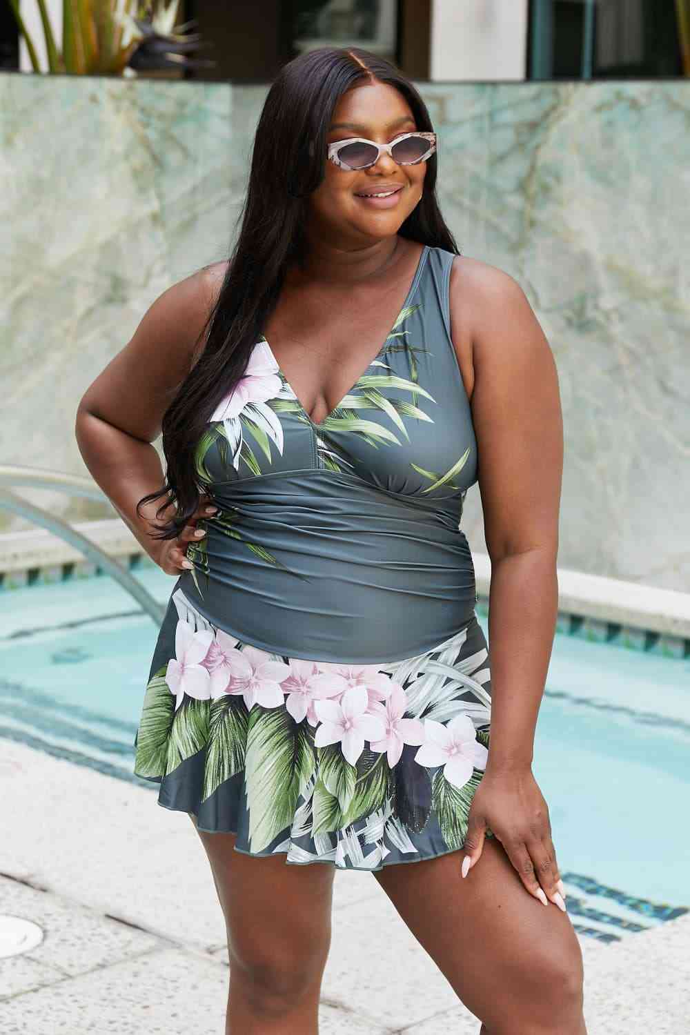 Aloha Forest Swim Dress – Marina West Swim Full Size Clear Waters One-Piece Swimwear