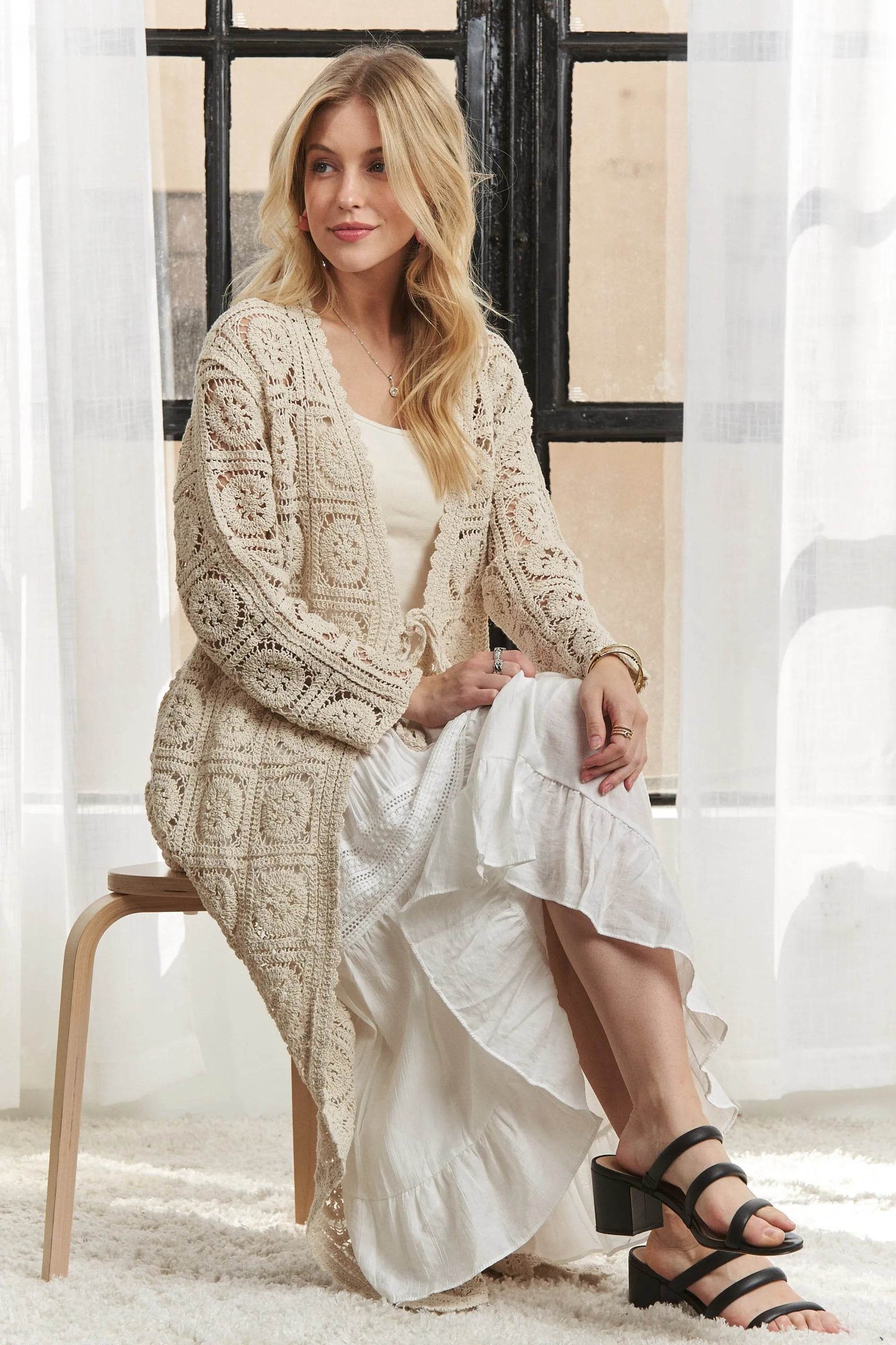 ADORA Long Sleeves Crochet Elastic Cardigan - Shop Style & More | Fresh Looks, Everyday Deals & Free Shipping