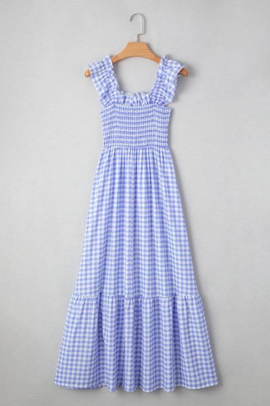 Blue Gingham plaid check maxi dress - Shop Style & More | Fresh Looks, Everyday Deals & Free Shipping