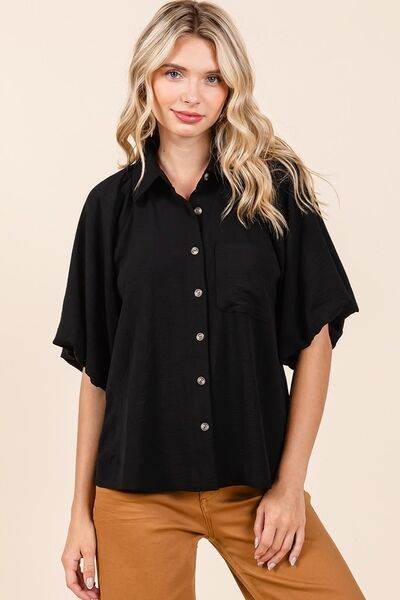 Mittoshop Airflow Short Bubble Sleeve Button Down Shirt - Shop Style & More | Fresh Looks, Everyday Deals & Free Shipping