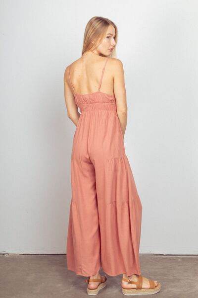 VERY J Sleeveless Ruched Wide Leg Jumpsuit - Shop Style & More | Fresh Looks, Everyday Deals & Free Shipping