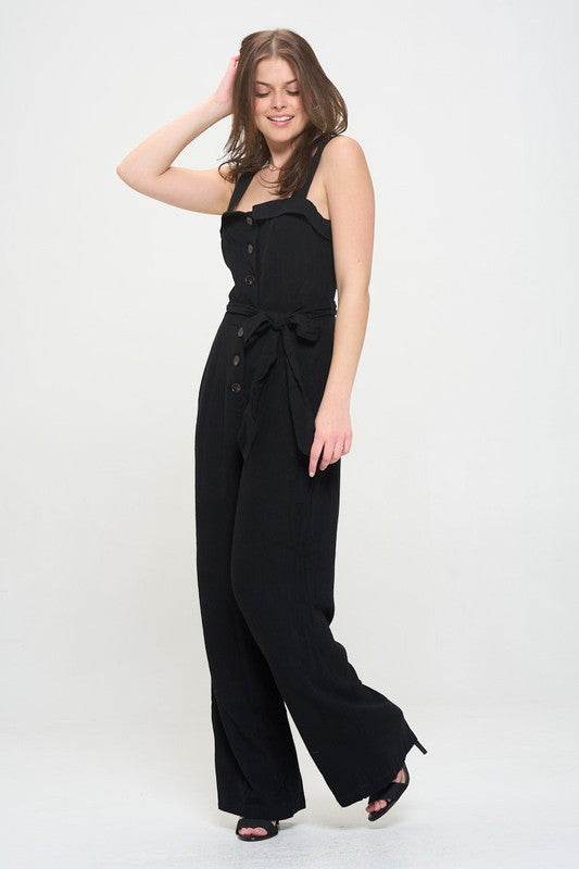 SLEEVELESS ADJUSTABLE STRAP BUTTON DOWN JUMPSUIT - Shop Style & More | Fresh Looks, Everyday Deals & Free Shipping