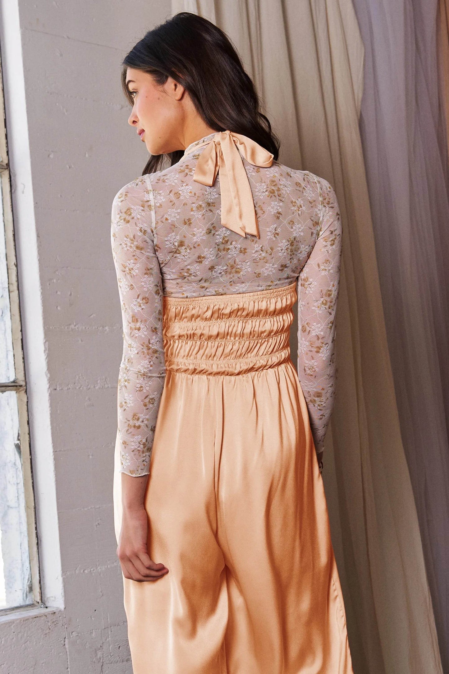 Davi & Dani Halterneck Tie Closure Smocked Bodice Jumpsuit - Shop Style & More | Fresh Looks, Everyday Deals & Free Shipping