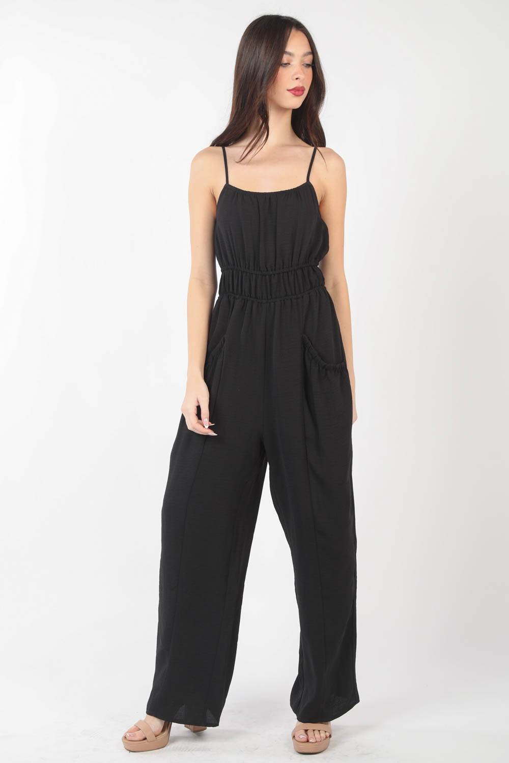 VERY J Pintuck Detail Woven Sleeveless Jumpsuit - Shop Style & More | Fresh Looks, Everyday Deals & Free Shipping