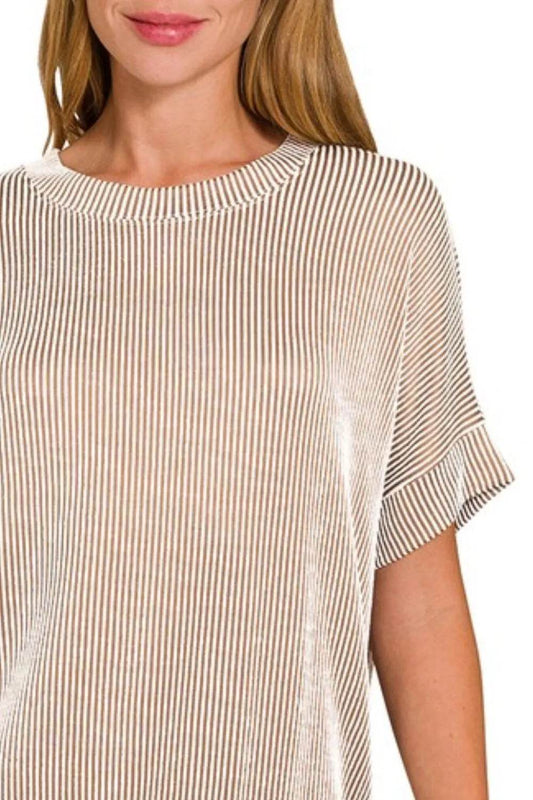 Zenana Corded Rib Short Sleeve T-Shirt - Shop Style & More | Fresh Looks, Everyday Deals & Free Shipping