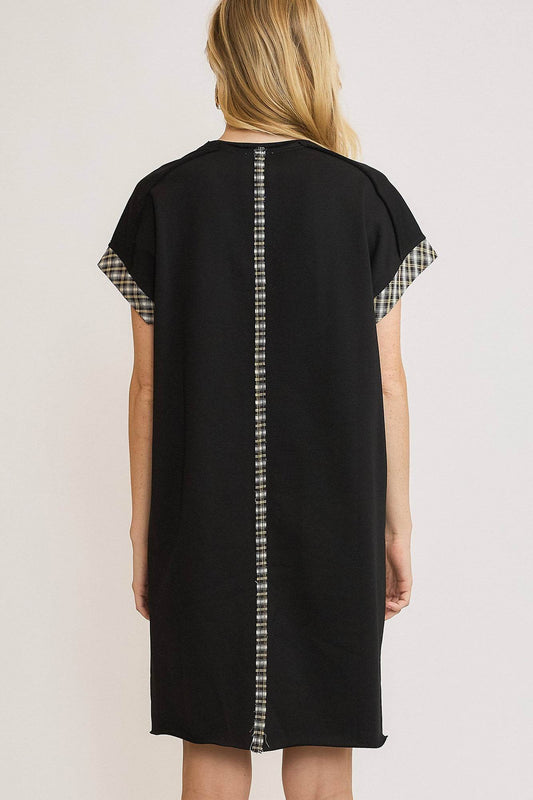 Umgee Peace Plaid Applique Short Sleeve Mini Dress - Shop Style & More | Fresh Looks, Everyday Deals & Free Shipping