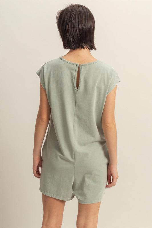 HYFVE Round Neck Cap Sleeve Relaxed Fit Breezy Romper - Shop Style & More | Fresh Looks, Everyday Deals & Free Shipping