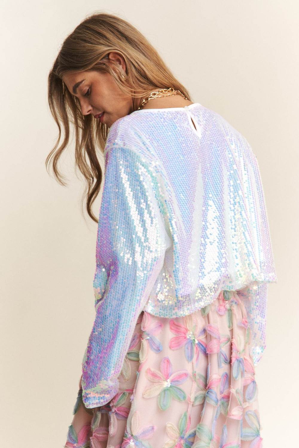 J.NNA Sequin Long Sleeve Crop T-Shirt - Shop Style & More | Fresh Looks, Everyday Deals & Free Shipping