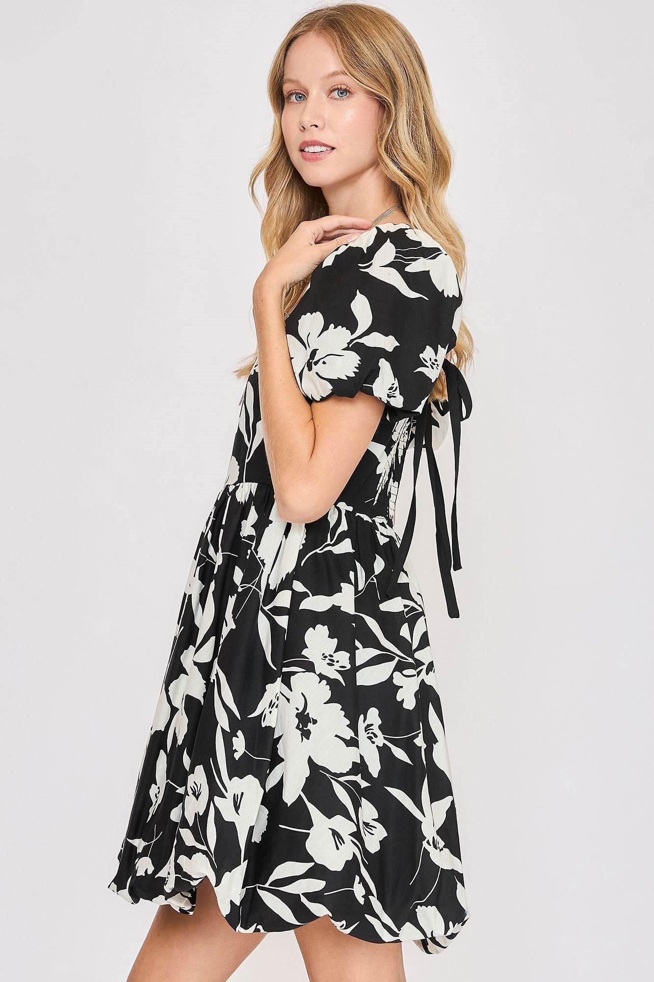 Umgee Full Size Two Tone Floral Print Babydoll Dress Plus Size - Shop Style & More | Fresh Looks, Everyday Deals & Free Shipping