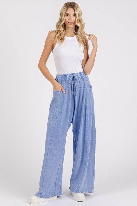 Mittoshop Mineral Wash Elastic Waist Baarrel Leg Baggy Pants - Shop Style & More | Fresh Looks, Everyday Deals & Free Shipping