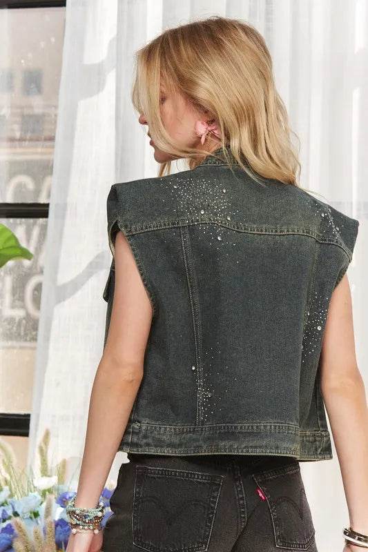ADORA Sleeveless Button Down Denim Jacket - Shop Style & More | Fresh Looks, Everyday Deals & Free Shipping