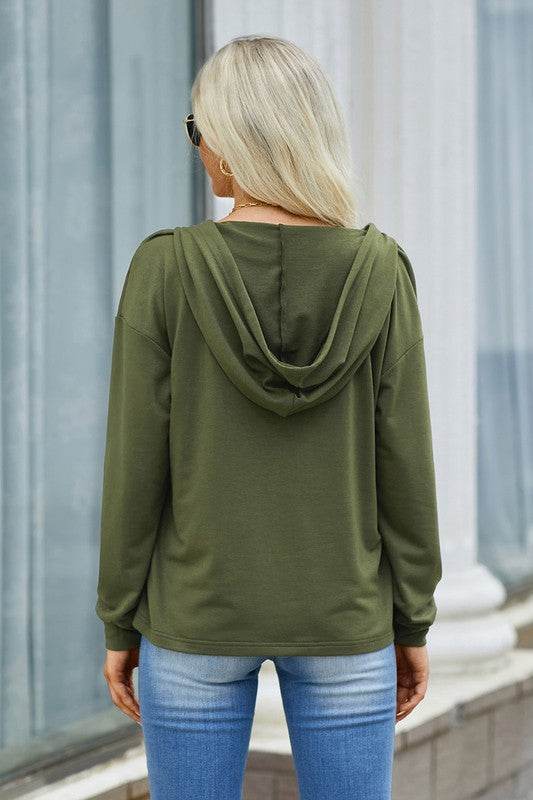Solid Lace Trim Long Sleeve Loose Hoodie - Shop Style & More | Fresh Looks, Everyday Deals & Free Shipping