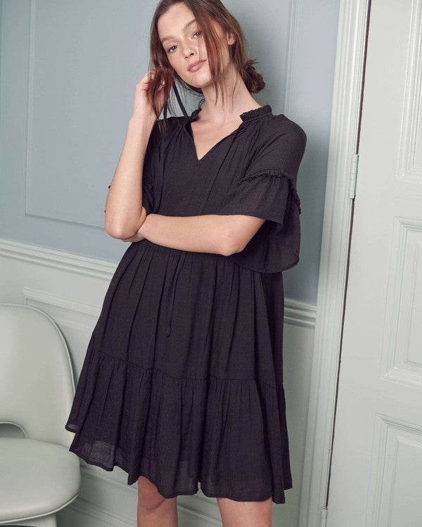 Ruffled neck tiered mini dress PLUS - Shop Style & More | Fresh Looks, Everyday Deals & Free Shipping
