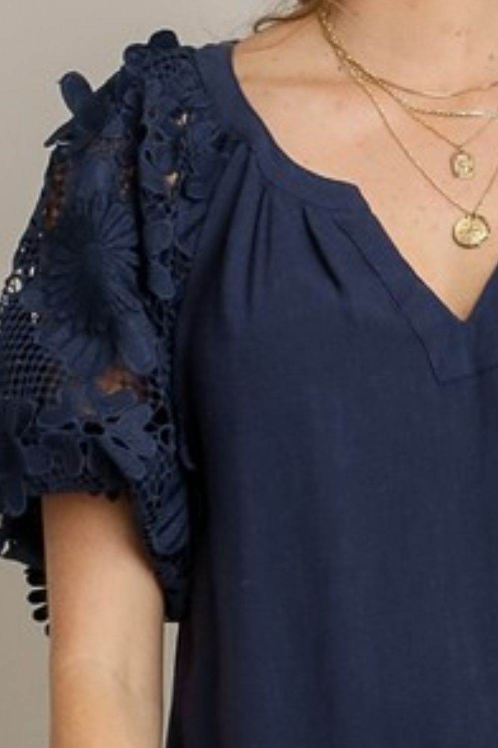 Umgee Full Size French Terry Boxy Cut Top with 3D Floral Sleeve Plus Size - Shop Style & More | Fresh Looks, Everyday Deals & Free Shipping