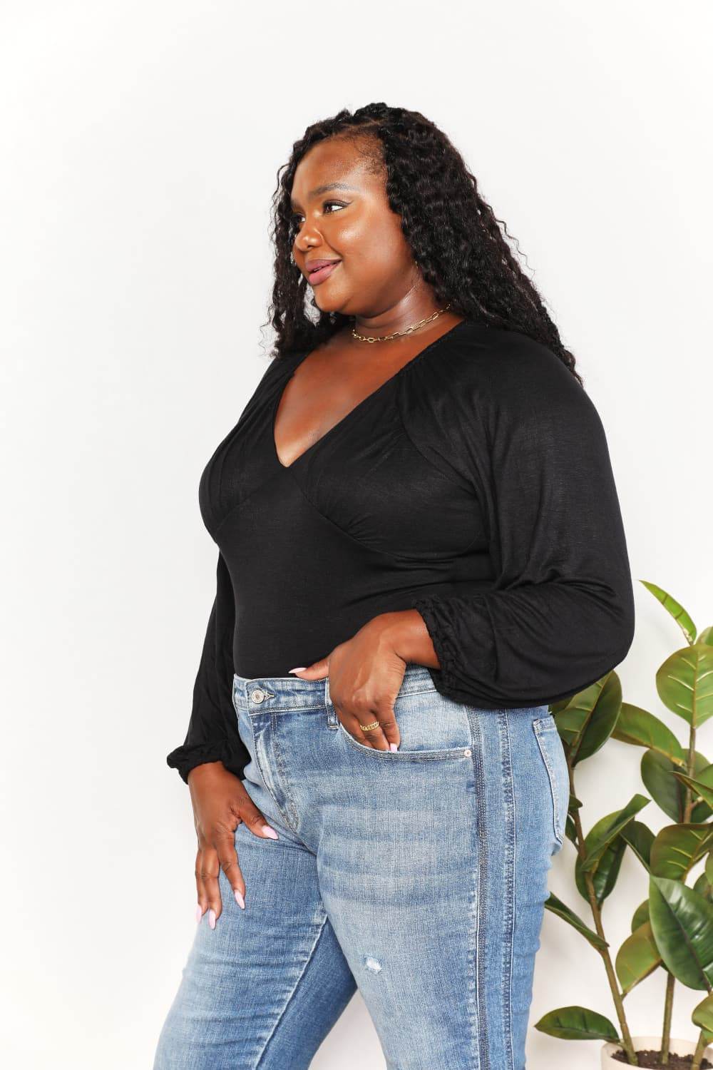 Culture Code Full Size V- Neck Bodysuit - Shop Style & More | Fresh Looks, Everyday Deals & Free Shipping