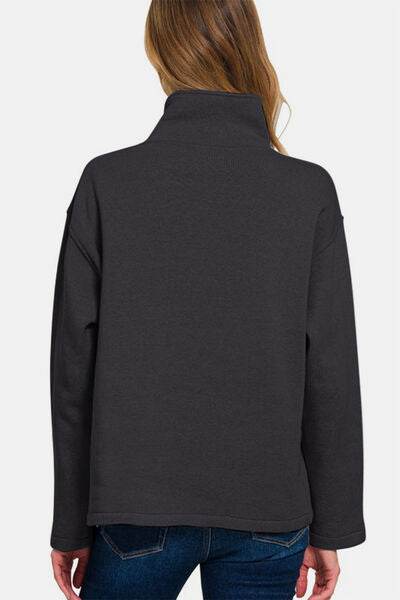 Zenana Turtleneck Half Snap Fleece Sweatshirt - Shop Style & More | Fresh Looks, Everyday Deals & Free Shipping