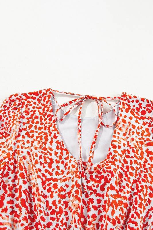 Red Leopard Print Long Sleeve Hollowed Back Dress - Shop Style & More | Fresh Looks, Everyday Deals & Free Shipping