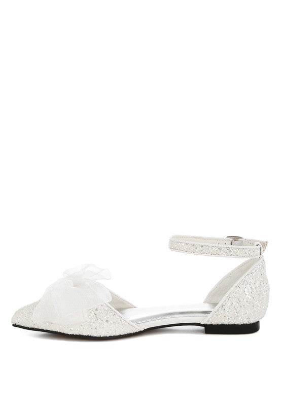 Clarice Sheer Bow Detail Glitter Flat Sandals - Shop Style & More | Fresh Looks, Everyday Deals & Free Shipping