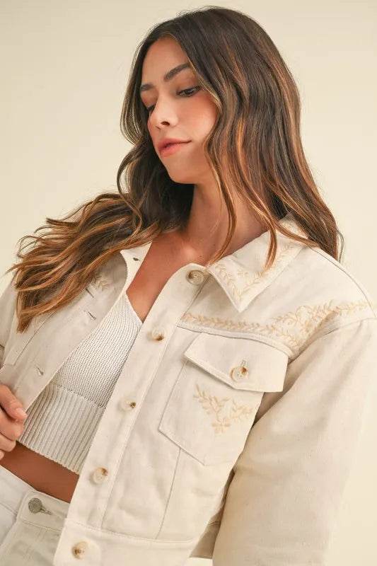 MABLE Embroidered Quilted Cropped Jacket - Shop Style & More | Fresh Looks, Everyday Deals & Free Shipping
